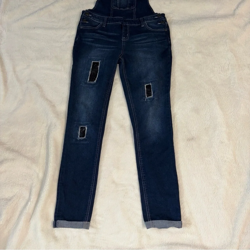 Justice Overalls Denim Sequin Embellished Cuffed Skinny‎ Jean Girls Size 16